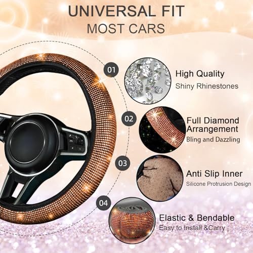 Bling Car Floor Mats Full Set and Steering Wheel Cover