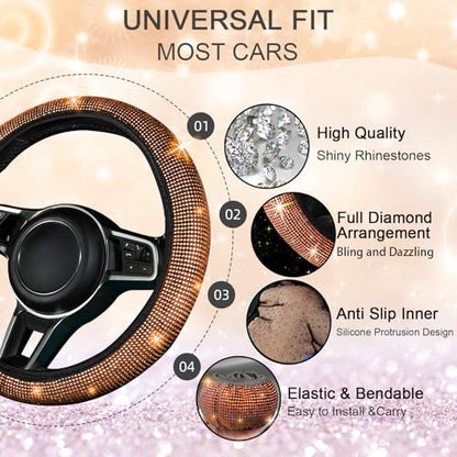 Bling Car Floor Mats Full Set and Steering Wheel Cover