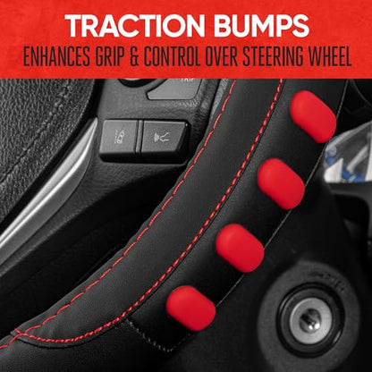FlexGrip Red Steering Wheel Cover for Cars