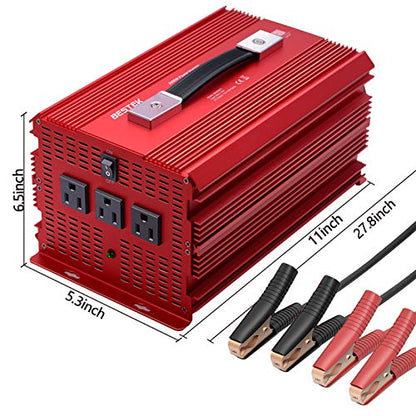 2000W Power Inverter 3 AC Outlets DC 12V to 110V AC Car Power Inverter for Camping Outdoor Power Supply ETL Listed