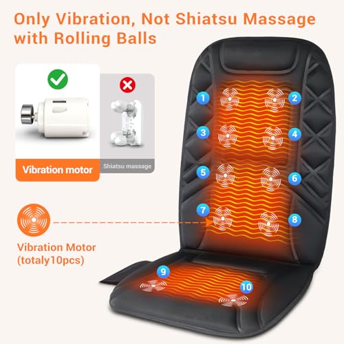 10 Vibrating Massage Nodes Back Massager Chair Pad for Pain Relief