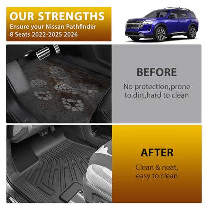 Floor Mats for Nissan Pathfinder 8 Seats 2022