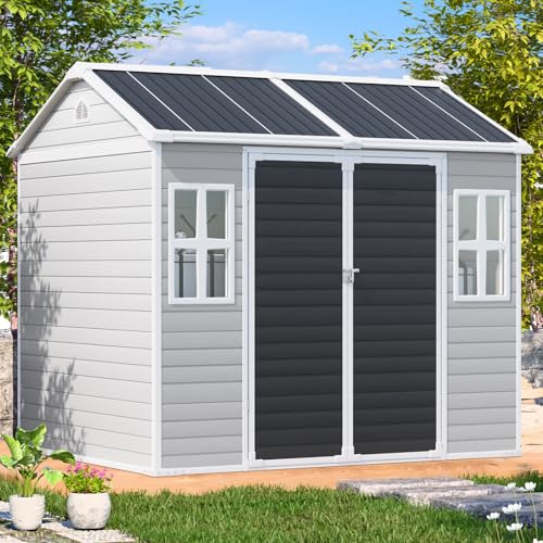 8x6 FT Resin Plastic Outdoor Storage Shed with Floor