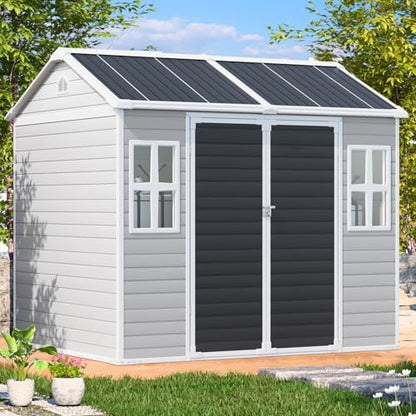 8x6 FT Resin Plastic Outdoor Storage Shed with Floor