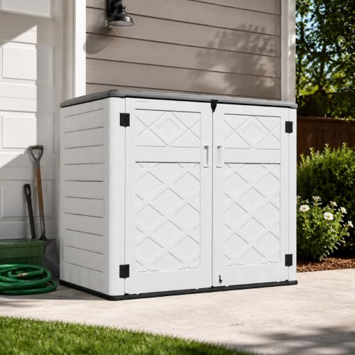 Outdoor Storage Cabinet 38 Cu.Ft Horizontal Resin Storage Shed