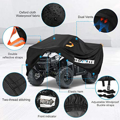 ATV Cover Waterproof Heavy Duty XXXL 102 Inches 300D Oxford Cloth Quad ATC 4 Wheeler Rain Cover All Weather for Polaris Sportsman Yamaha Honda Kawasaki Quad Bike