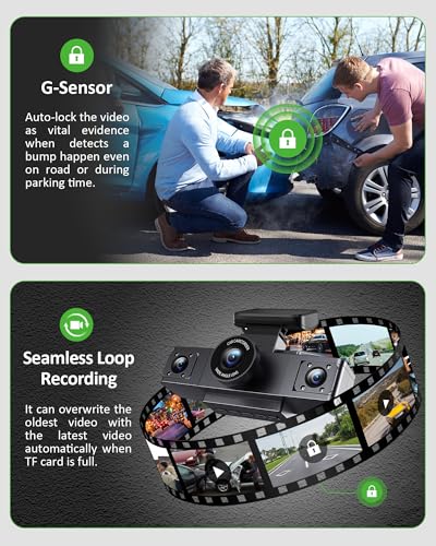 3 Channel 1080P Dash Cam Front and Inside Left