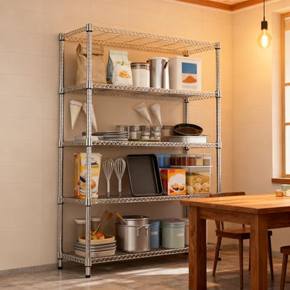 1750LBS 47.2" W 5 Tiers Shelf Steel Storage Shelves Metal Shelving Unit Steel Organizer Wire Rack for Home