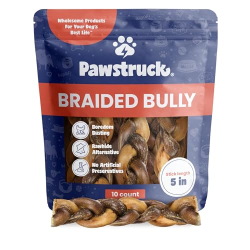 Natural 5” Braided Bully Sticks for Dogs (10 Count)