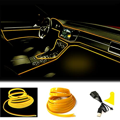 El Wire Yellow Interior Car LED Strip Lights