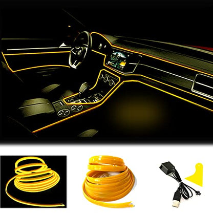 El Wire Yellow Interior Car LED Strip Lights