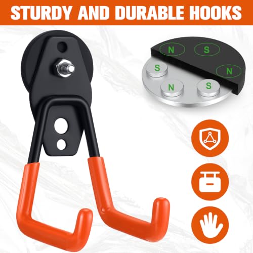 30 Pcs Large Magnetic Hooks Heavy Duty Garage Magnet Hooks Strong Storage Utility Magnetic Hangers with Anti Slip Rubber Coating for Indoor and Outdoor Hanging (30 Count)