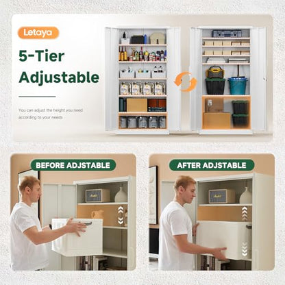 Metal Storage Cabinet with Lock Door Adjustable Shelf