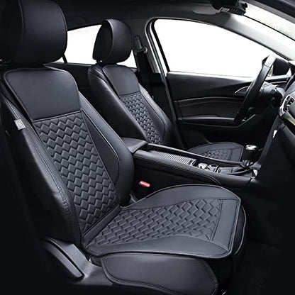Front Seat Covers 2PC Waterproof Faux Leather for Cars SUV Black