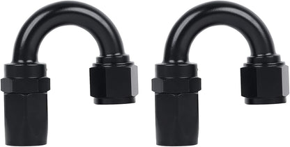 LokoCar 10AN Hose End Fitting 180 Degree Swivel For CPE Braided Hose Black 2Pcs