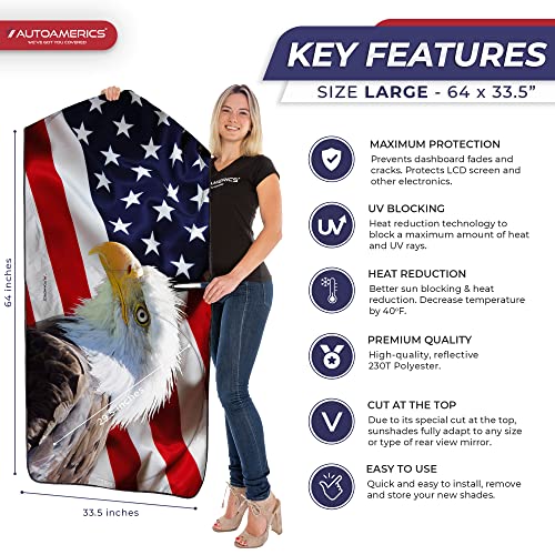 1 Piece Windshield Sun Shade American Eagle Flag