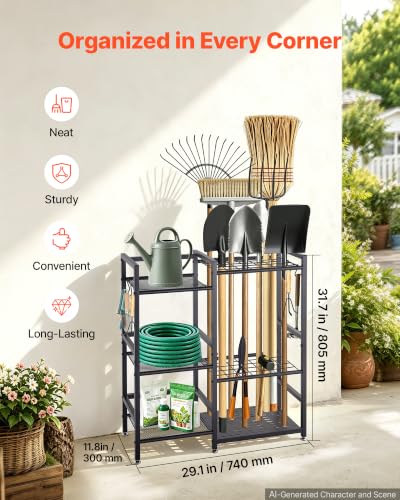 Garden Tool Organizer with Guard Rail