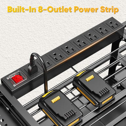 49.5" W Large Power Tool Organizer Wall Mount with Charging Station
