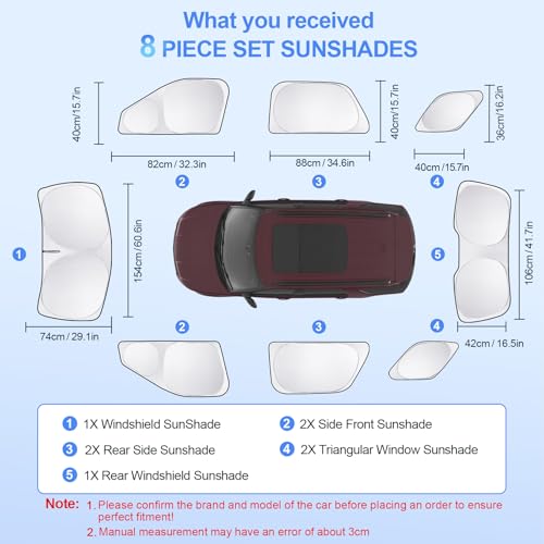 8pcs Car Window Shades for Ford Explorer SUV 2011 (8 Count)