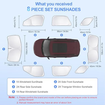 8pcs Car Window Shades for Ford Explorer SUV 2011 (8 Count)