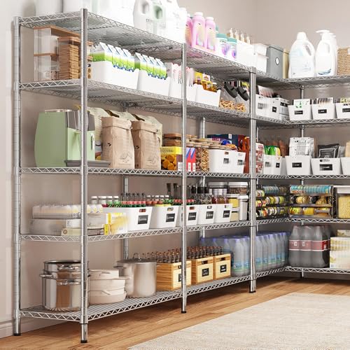 58" W Storage Shelves Wire Shelving 1400LB Metal Shelves for 5 Tier Shelving Unit with Shelf Adjustable Garage Shelving Rack for Pantry Kitchen Garage