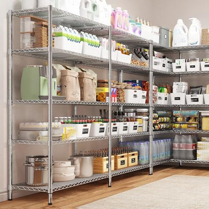58" W Storage Shelves Wire Shelving 1400LB Metal Shelves for 5 Tier Shelving Unit with Shelf Adjustable Garage Shelving Rack for Pantry Kitchen Garage