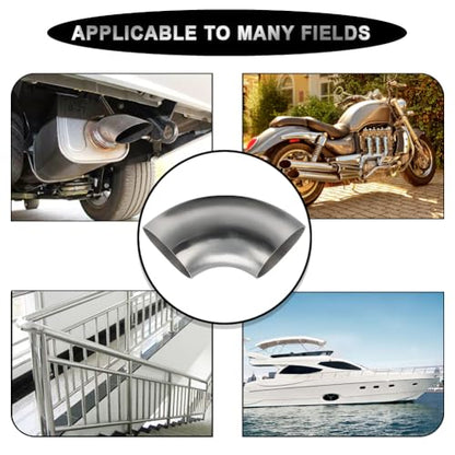 Cotonake 4.5 Inch Exhaust Elbow Pipe 90 Degree Bend Elbow for Car Modified Exhaust System 4.5" Piping Silver Tone