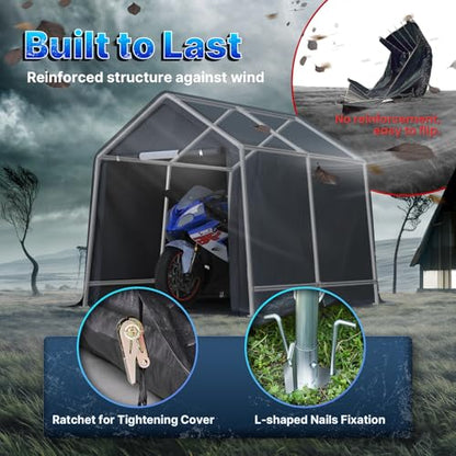 8x8 ft Storage Shelter Garage Tent with 2 Roll up Doors & Vents Outdoor Portable Carport for Motorcycle ATV Anti