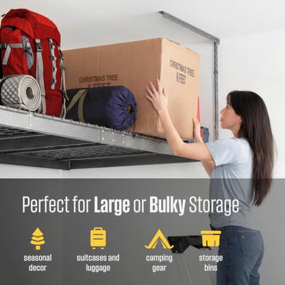 Gray 4x8 Overhead Garage Storage Rack 600 lb 24” (2 Count)