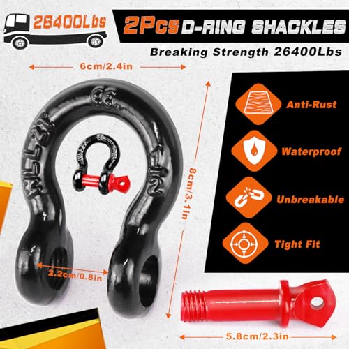 Tow Strap Heavy Duty with Hooks (2 Count)
