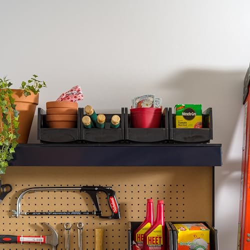 4-Pack, Medium Stackable Storage Bins, Black (4 Count)