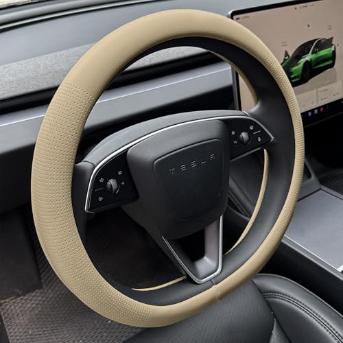 Nappa Leather Steering Wheel Cover for Tesla Model Y