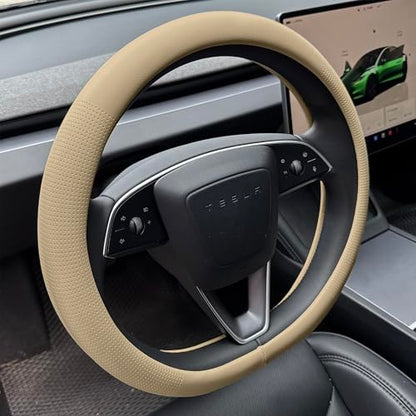Nappa Leather Steering Wheel Cover for Tesla Model Y