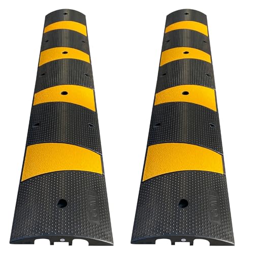 Rubber Speed Bump 6 Feet Rubber Driveway Modular Heavy Duty Speed 72.4 x 12 x 2.4 Inch Cable Protector Ramp for Garage Gravel Roads Asphalt Concrete (12 Foot)