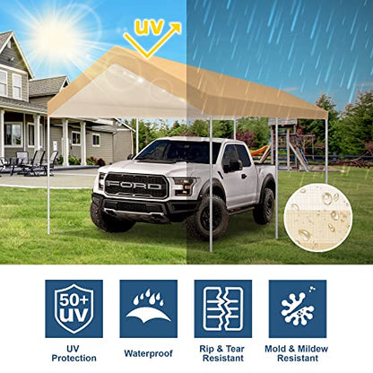 10'x20' Carport Replacement Canopy Cover Beige