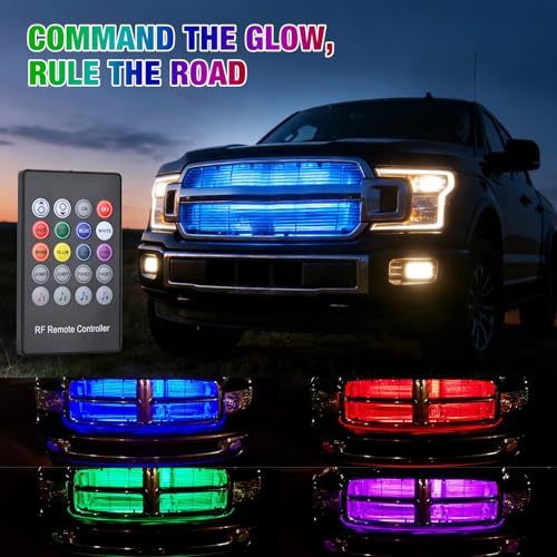 4PCS 12" RGB LED Grille Light Strips with Wireless Remote Control