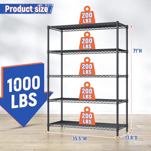 5 Tier Adjustable Storage Shelves (2 Count)