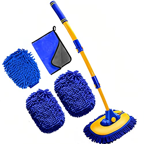 15°Curved Chenille Car Wash Brush Mop with Long Handle