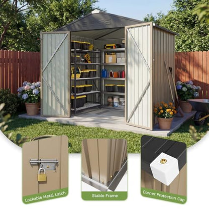 6x4 FT Outdoor Storage Shed with Floor Frame