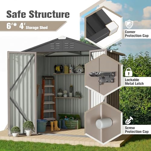 Metal Outdoor Storage Shed 6 x 8 FT Metal Shed with Lockable Door