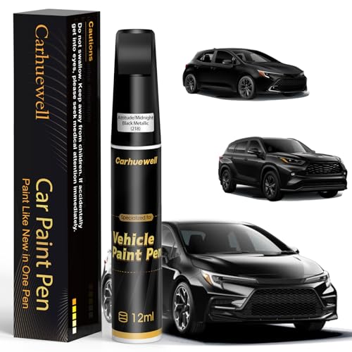 218 Attitude Midnight Black Metallic Touch Up Paint Compatible with Toyota