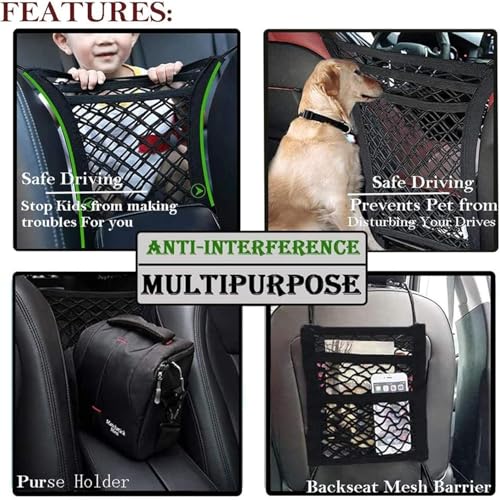 Dog Car Net Barrier with Mesh Organizer