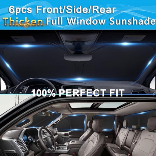 Car Sun Shades for Toyota Tacoma Double Cab 2024 2025 2026 Accessories (6 Count)