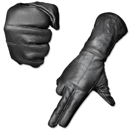 Motorcycle Black Gauntlet Gloves Unlined Cold