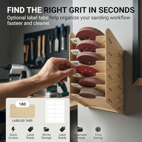 6 Tier Hanging Wooden Sandpaper Storage Holder
