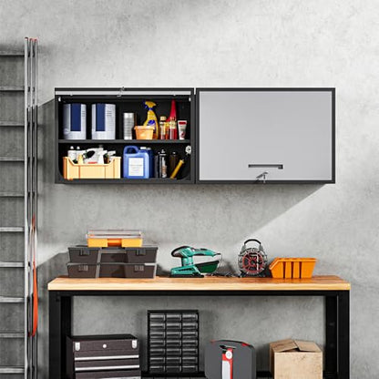 Metal Wall Cabinet with Doors and Shelves