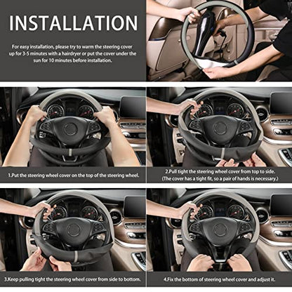 Breathable Car Steering Wheel Cover 16 inch Auto Universal Leather Wrap Non