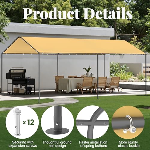 Carport 10x20 FT Heavy Duty Carport Canopy Tent Waterproof