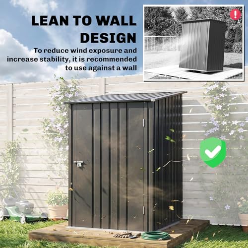 3.3' x 3.4' Outdoor Storage Shed Sloping Roof Lockable Door Gray