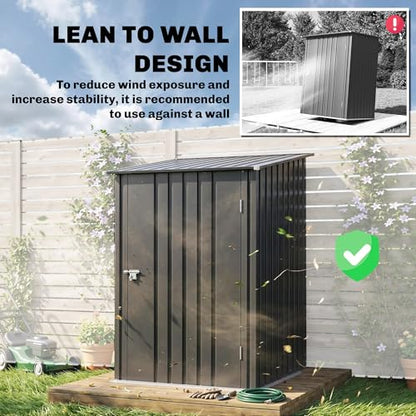 3.3' x 3.4' Outdoor Storage Shed Sloping Roof Lockable Door Gray